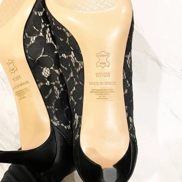 Tory Burch Glenna Pump Lace/Satin Black Size 10.5 - Picture 9 of 15